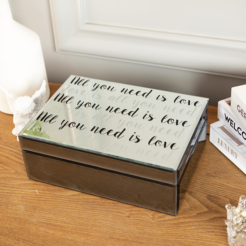 도매 홈 스토리지 브라운 골드 미러 보석 상자