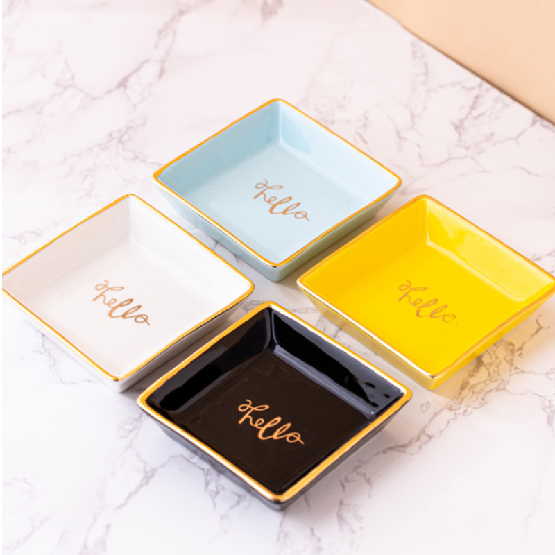 세라믹 반지 접시 쟁반 장식적인 세라믹 정연한 악세사리 보석 홀더 접시